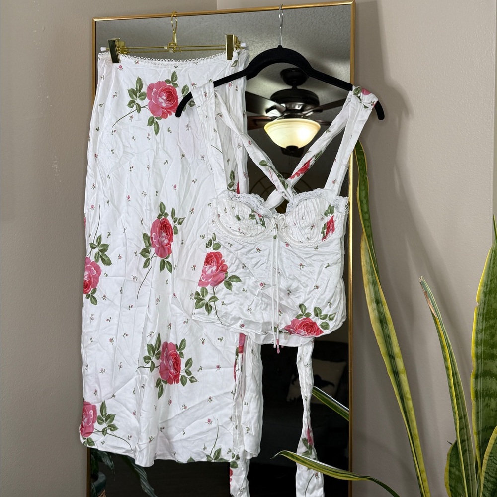 For Love and Lemons Floral Two-Piece Set with Roses